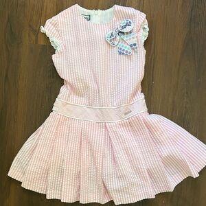 Pink Striped Kids Dress with Bow